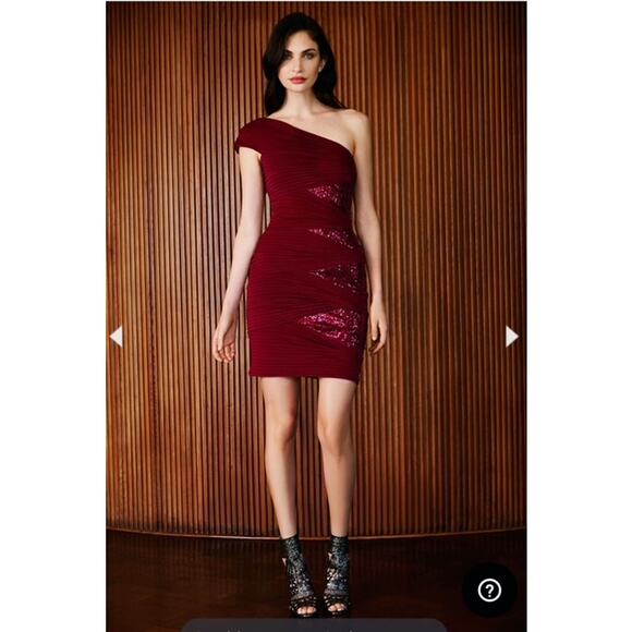 Tadashi Shoji Jiri Cocktail Dress NWT, Sequin Detail & Jersey Drape - Picture 1 of 12